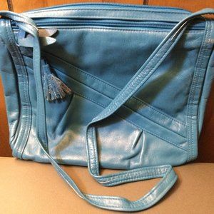 Blue Leather Handbag Purse vintage Preowned